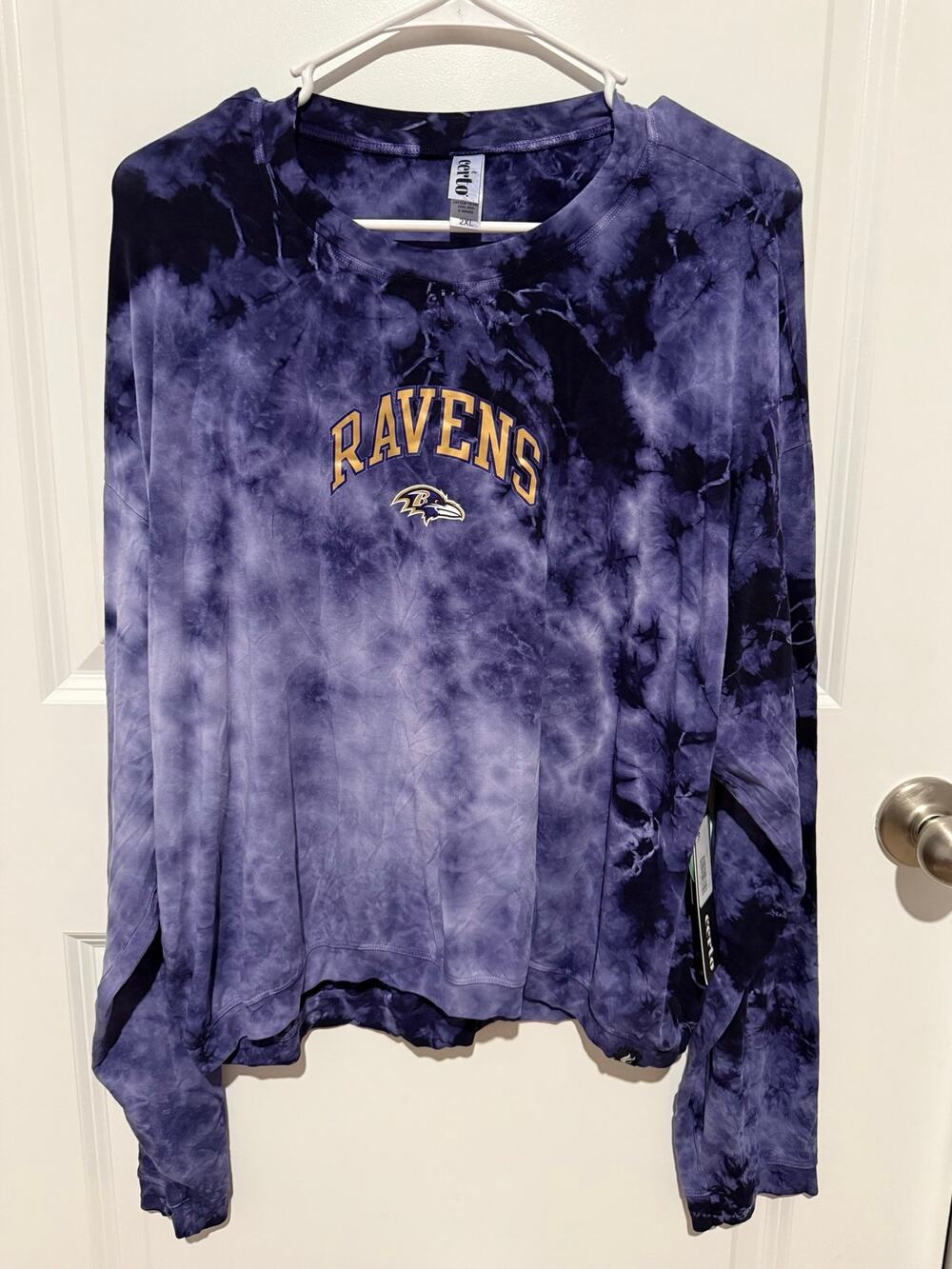 Baltimore Ravens Concepts Sport Women’s 2XL Purple Tie Dye Long Sleeve NWT